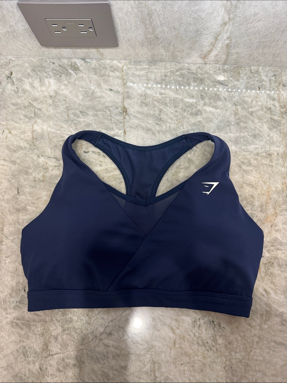 Gymshark Crossover Navy Blue Racerback Sports Bra - Women's Activewear Medium